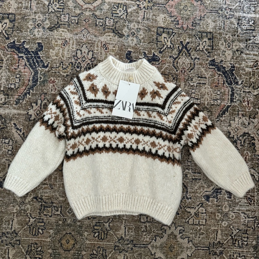 Zara Cream and Brown Kids Sweater w/o tag